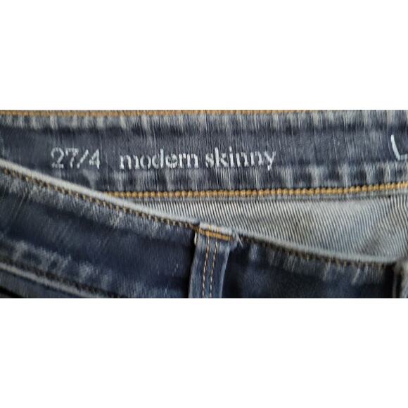 Loft Womens Modern Skinny Jeans Size 27/4 Blue Dark Wash Stretch - Picture 4 of 12